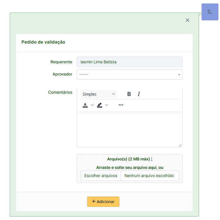 Solicitar validação