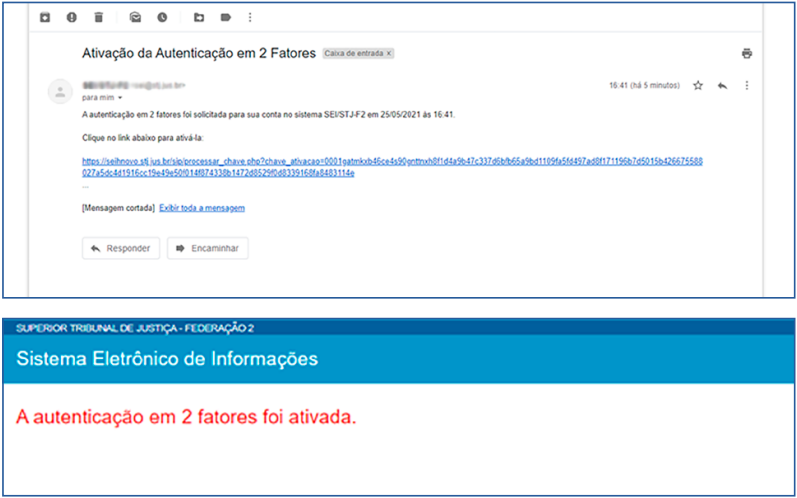 Link para ativação da autenticação em dois fatores