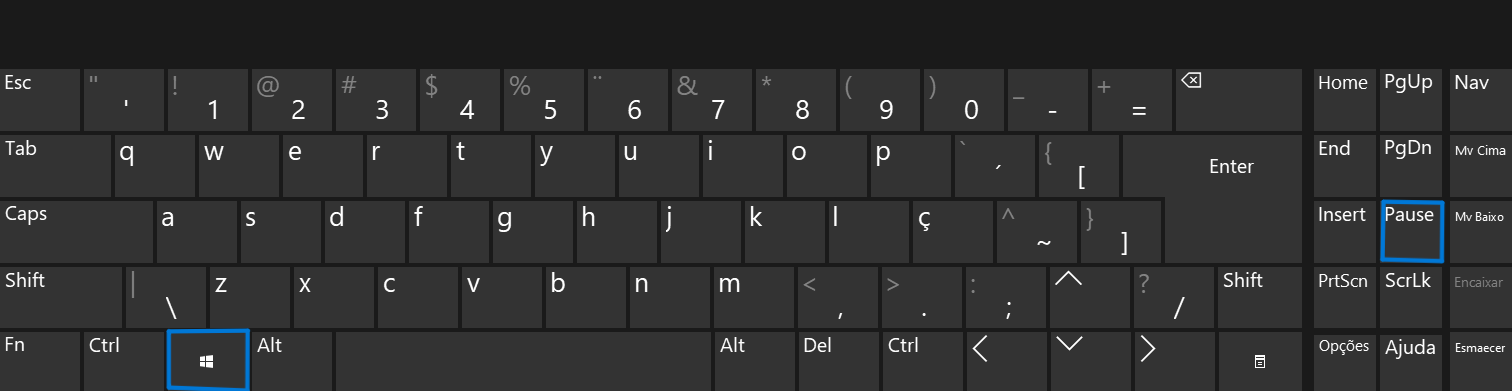 Teclas Windows e Pause/Break